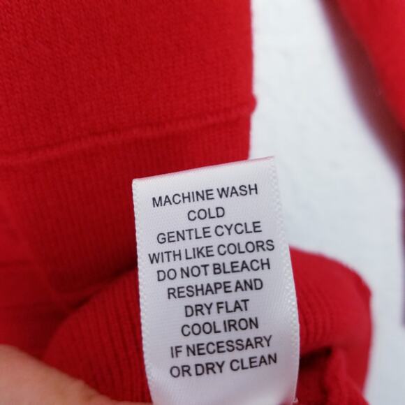 Cable & Gauge Red Pointelle Knit Ribbed Button Front Cardigan Sweater - Small - Picture 6 of 7